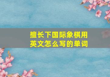 擅长下国际象棋用英文怎么写的单词