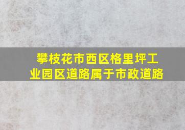 攀枝花市西区格里坪工业园区道路属于市政道路