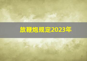 放鞭炮规定2023年