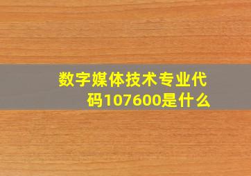 数字媒体技术专业代码107600是什么