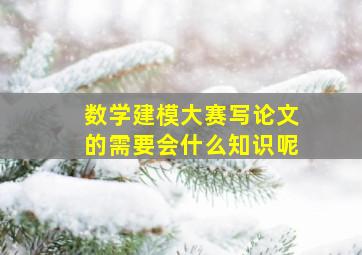 数学建模大赛写论文的需要会什么知识呢