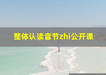 整体认读音节zhi公开课