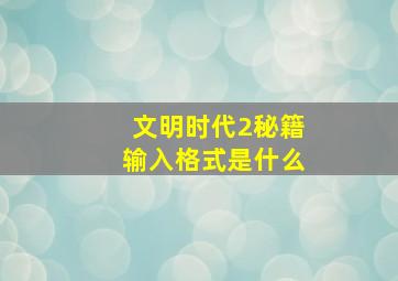 文明时代2秘籍输入格式是什么