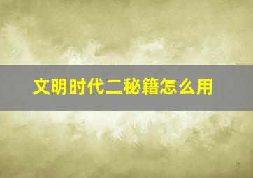 文明时代二秘籍怎么用