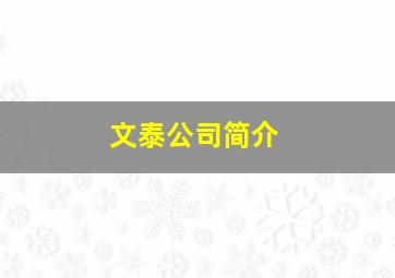 文泰公司简介