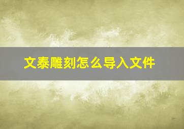 文泰雕刻怎么导入文件