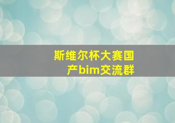 斯维尔杯大赛国产bim交流群