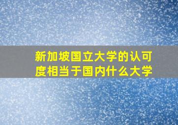 新加坡国立大学的认可度相当于国内什么大学