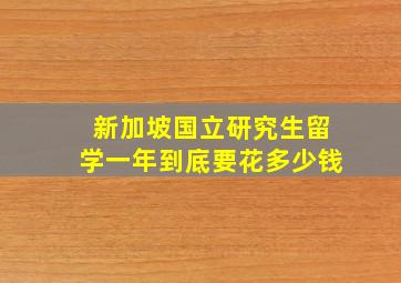 新加坡国立研究生留学一年到底要花多少钱