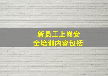 新员工上岗安全培训内容包括