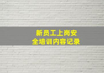 新员工上岗安全培训内容记录