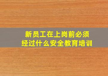 新员工在上岗前必须经过什么安全教育培训