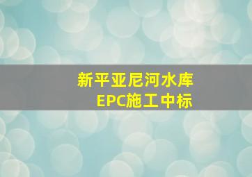 新平亚尼河水库EPC施工中标