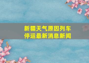 新疆天气原因列车停运最新消息新闻