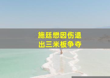 施廷懋因伤退出三米板争夺