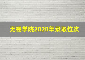 无锡学院2020年录取位次