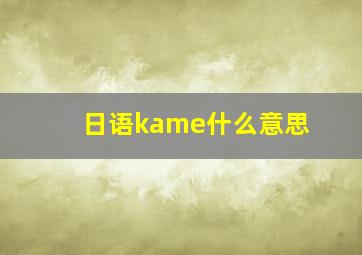 日语kame什么意思