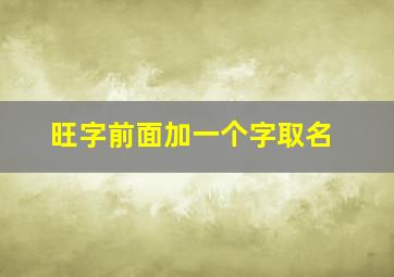 旺字前面加一个字取名