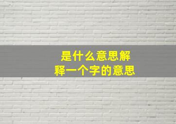 是什么意思解释一个字的意思