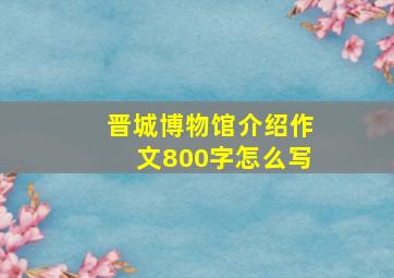 晋城博物馆介绍作文800字怎么写