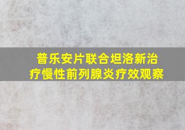 普乐安片联合坦洛新治疗慢性前列腺炎疗效观察