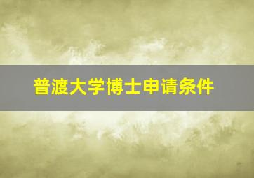 普渡大学博士申请条件