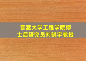 普渡大学工程学院博士后研究员刘晓宇教授