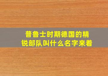 普鲁士时期德国的精锐部队叫什么名字来着