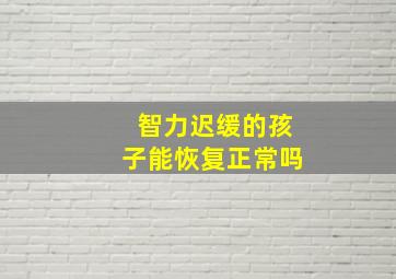 智力迟缓的孩子能恢复正常吗