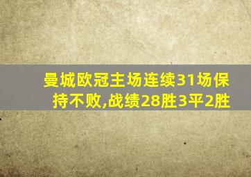 曼城欧冠主场连续31场保持不败,战绩28胜3平2胜