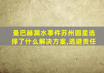 曼巴赫漏水事件苏州圆星选择了什么解决方案,逃避责任