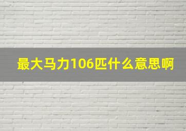 最大马力106匹什么意思啊