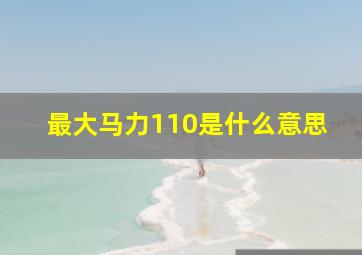 最大马力110是什么意思