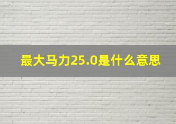 最大马力25.0是什么意思