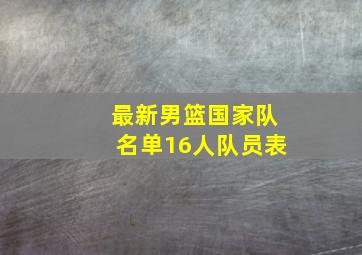 最新男篮国家队名单16人队员表