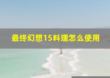 最终幻想15料理怎么使用