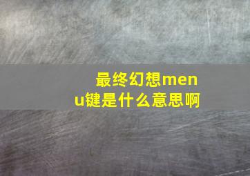 最终幻想menu键是什么意思啊