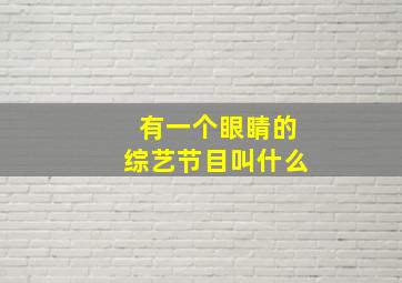 有一个眼睛的综艺节目叫什么