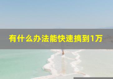 有什么办法能快速搞到1万