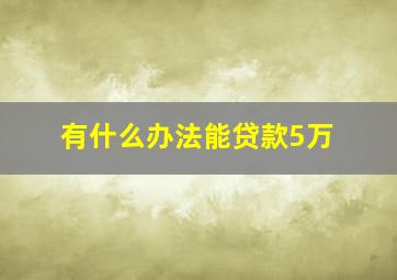 有什么办法能贷款5万