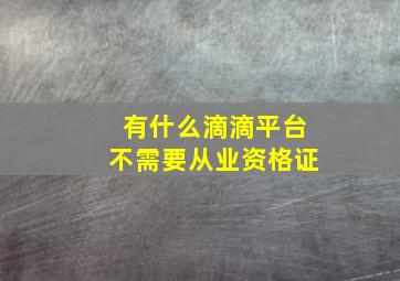 有什么滴滴平台不需要从业资格证