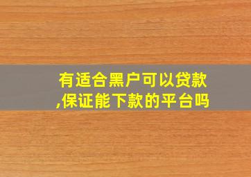 有适合黑户可以贷款,保证能下款的平台吗