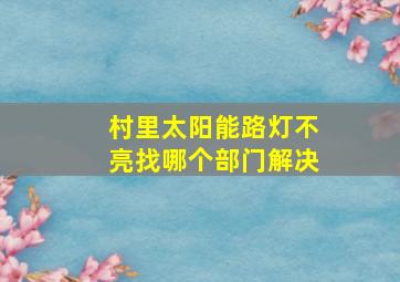 村里太阳能路灯不亮找哪个部门解决