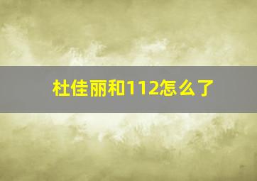 杜佳丽和112怎么了