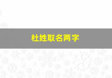 杜姓取名两字