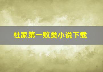 杜家第一败类小说下载