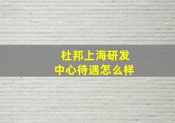 杜邦上海研发中心待遇怎么样