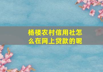 杨楼农村信用社怎么在网上贷款的呢