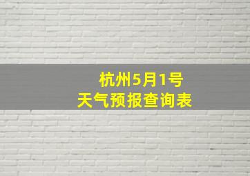 杭州5月1号天气预报查询表