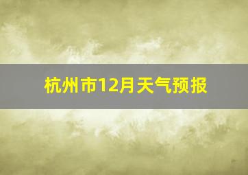 杭州市12月天气预报